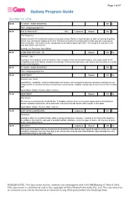 Sydney Program Guide