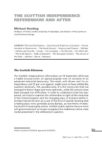 The Scottish Independence Referendum and After