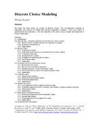 A Survey of Discrete Choice Models