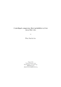 Centrifugal Compressor Flow Instabilities at Low Mass Flow Rate