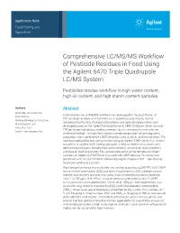 Comprehensive LC/MS/MS Workflow of Pesticide Residues in High Water