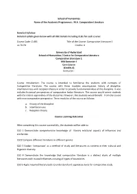 MA Comparative Literature Detailed Syllabus