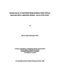 RETENTION of a POSTERIOR RESIN-BONDED Flxed PARTIAL DENTURE Wlth a Modlfled DESIGN - an in Vltro STUDY