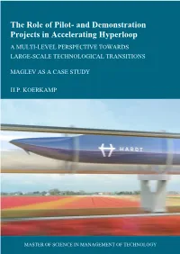 The Role of Pilot- and Demonstration Projects in Accelerating Hyperloop