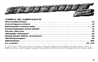 1 TABLE of CONTENTS Installation