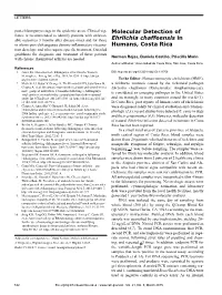 Molecular Detection of Ehrlichia Chaffeensis in Humans, Costa Rica
