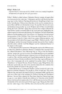 Philip L. Wickeri, Ed. Philip L. Wickeri's Edited Volume, Unfinished