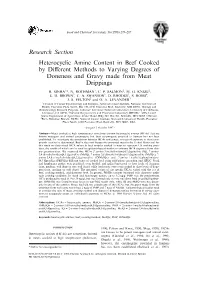 Research Section Heterocyclic Amine Content in Beef Cooked by Different