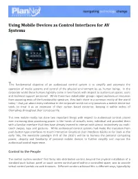 Using Mobile Devices As Control Interfaces for AV Systems