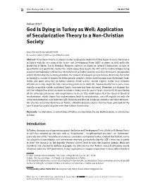 God Is Dying in Turkey As Well: Application of Secularization Theory to a Non-Christian Society