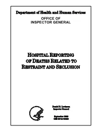 Hospital Reporting of Deaths Related to Restraint and Seclusion