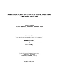 Interaction Studies of Human Dead-Box Helicases with Viral Non-Coding Rna