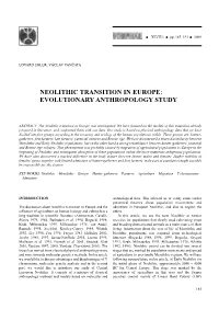 Neolithic Transition in Europe: Evolutionary Anthropology Study