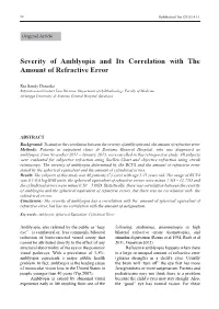Severity of Amblyopia and Its Correlation with the Amount of Refractive Error