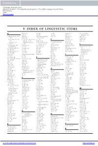 V·Index of Linguistic Items