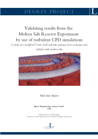 Validating Results from the Molten Salt Reactor Experiment by Use Of