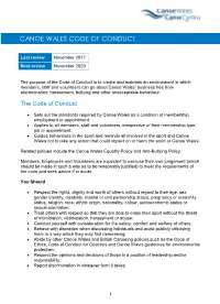 Canoe Wales Code of Conduct