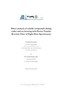 Direct Analysis of Volatile Compounds During Coffee and Tea Brewing with Proton Transfer Reaction Time of Flight Mass Spectrometry