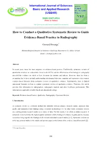 How to Conduct a Qualitative Systematic Review to Guide Evidence-Based Practice in Radiography