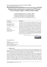 Implementation of Performance Assessment in STEM-Based Science Learning to Improve Students’ Habits of Mind