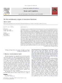 On the Evolutionary Origins of Executive Functions Brain And