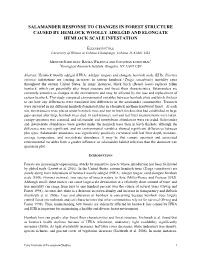 Salamander Response to Changes in Forest Structure Caused by Hemlock Woolly Adelgid and Elongate Hemlock Scale Infestation