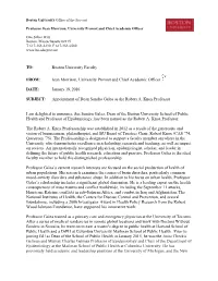 Appointment of Dean Sandro Galea As the Robert A