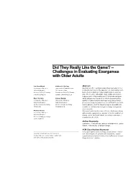Challenges in Evaluating Exergames with Older Adults