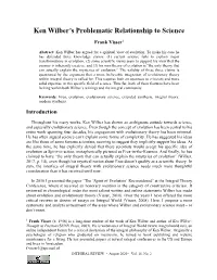 Ken Wilber's Problematic Relationship to Science