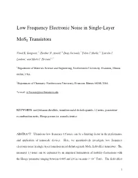 Low Frequency Electronic Noise in Single-Layer Mos2 Transistors