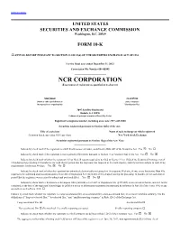 NCR CORPORATION (Exact Name of Registrant As Specified in Its Charter) ______