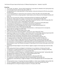 Past Research Projects Supervised by Faculty in SU Abroad Hong Kong Center – Updated in Sep 2019