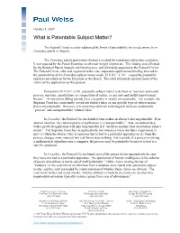 What Is Patentable Subject Matter?