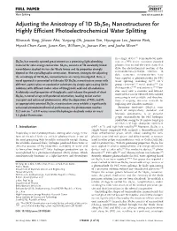 Adjusting the Anisotropy of 1D Sb2se3 Nanostructures for Highly Efficient Photoelectrochemical Water Splitting