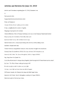 Articles and Reviews for June 10, 2010