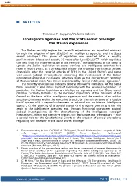 ARTICLES Intelligence Agencies and the State Secret Privilege