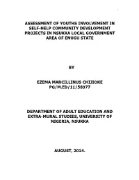 Assessment of Youths Involvement in Self-Help Community Development Projects in Nsukka Local Government Area of Enugu State By