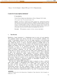 Control of Transcription Initiation*