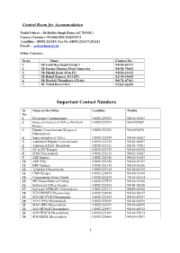 Important Contact Numbers
