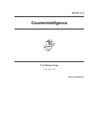 MCWP 2-14 Counterintelligence CI Support to the Combat Service Support Element and Rear Area Operations