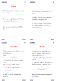 Optimisation Function Problems FNP and FP