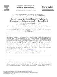 Remote Sensing Analysis of Impact of Typhoon on Environment in the Sea Area South of Hainan Island