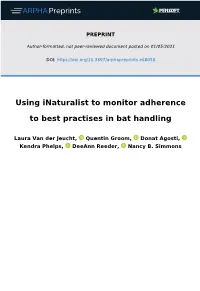 Using Inaturalist to Monitor Adherence to Best Practises in Bat Handling