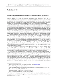 100 Years of the Theory of Brownian Motion