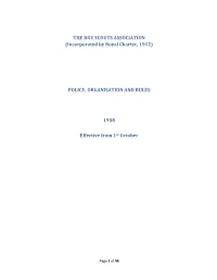 1938 Policy, Organisation and Rules