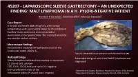45207 - Laparoscopic Sleeve Gastrectomy – an Unexpected Finding: Malt Lymphoma in a H