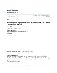 Geotechnical Data from Geophysical Logs: Stress, Strength and Joint Patters in NSW and QLD Coalfields