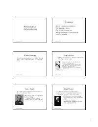 Psychometrics: an Introduction Overview a Brief History