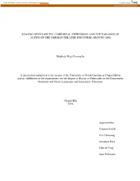 Corporeal Expression and the Paradox of Acting in the German Theater Discourse Around 1800
