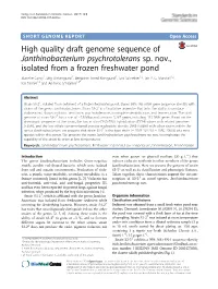 High Quality Draft Genome Sequence of Janthinobacterium Psychrotolerans Sp. Nov., Isolated from a Frozen Freshwater Pond